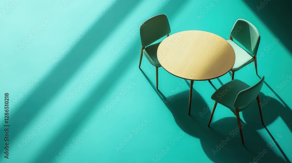 Poster a room features three chairs arranged around a central table, creating an inviting space for convers