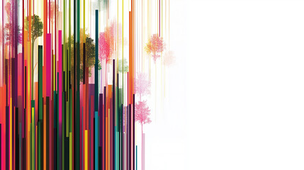 Vertical multi-colored lines background with white copy space
