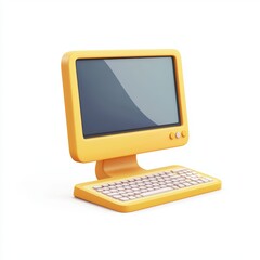 Fototapeta premium Desktop computer with a keyboard isolated on white background