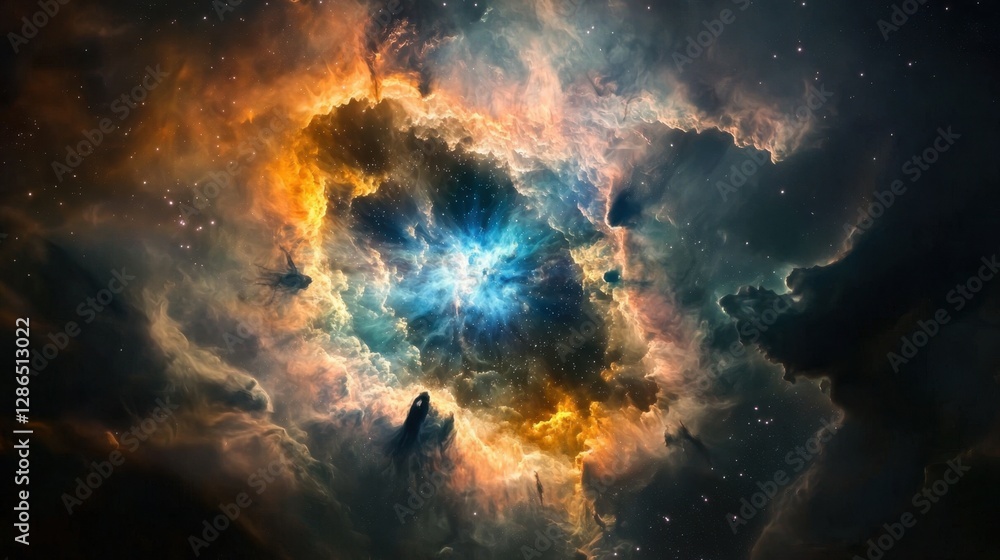 Sticker a quantum nebula pulses with energy, its shifting hues creating an ever-changing cosmic display