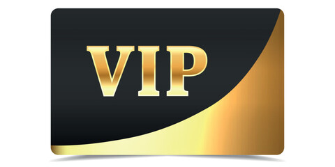 luxury VIP Golden card. Gold vip banner for premium voucher, invitation, award, exclusive certificate, quality guarantee, online casino. Vector illustration on black background.