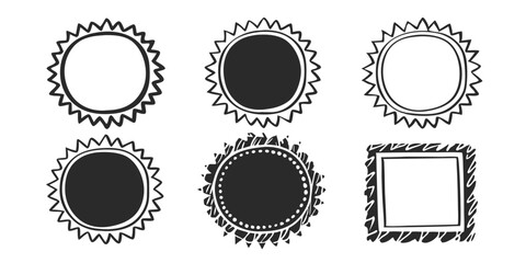 Hand-Drawn Grunge Circle Frames: Charcoal, Pencil & Chalk Border Set

