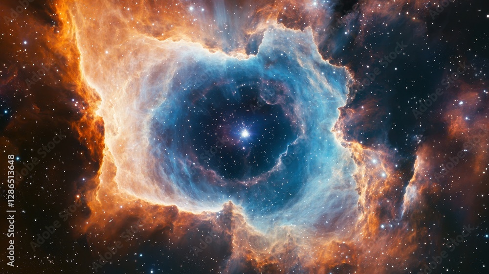 Sticker a wormhole pulses at the heart of a nebula, bending light into mesmerizing interstellar patterns
