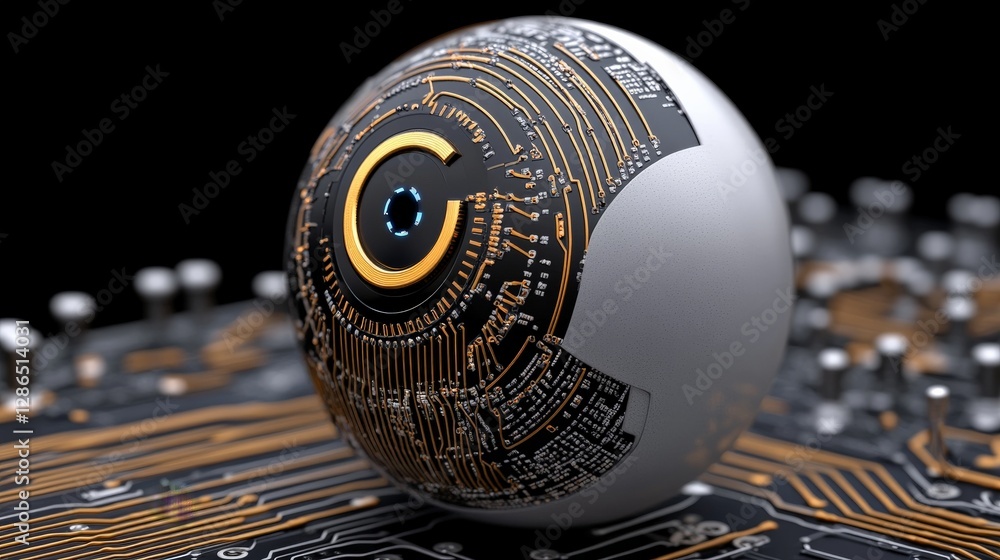 Aufkleber futuristic abstract eye design with circuit pattern technology