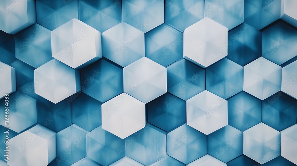 Poster futuristic digital 3d geometric cube pattern with transparent blue cubes background