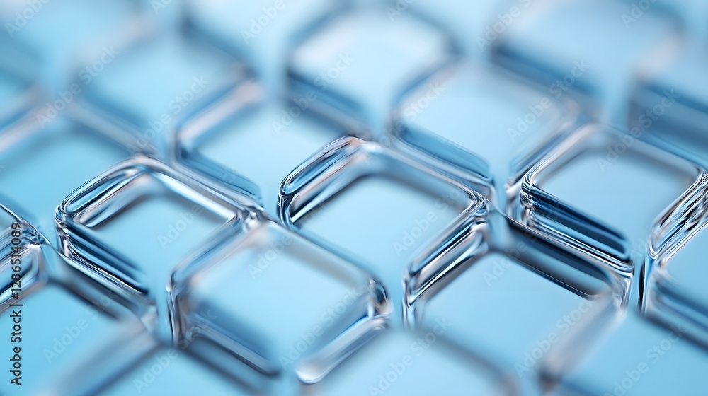 Poster interconnected transparent glass structures forming a modern tech background