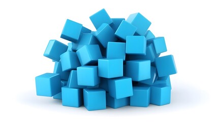 Obraz premium Floating Blue Cubes Network Symbolizing Data and Innovation