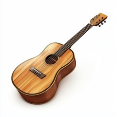 Fototapeta premium Guitar with wooden texture isolated on white background