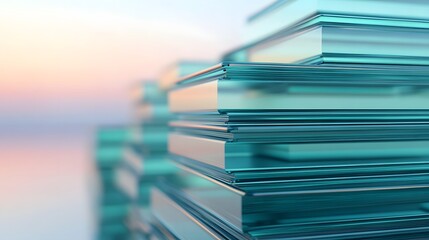 Layered Glass-like Blocks in Futuristic Business Visualization