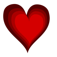 3D Red Heart Symbol with Layered Effect