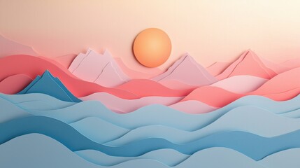 Meditative Paper Horizon with Clouds