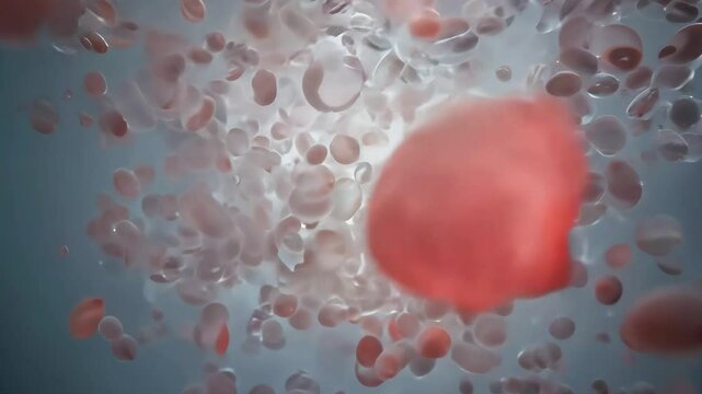 A highly detailed 3D-rendered visualization of red blood cells suspended in plasma, representing medical science, circulation, and futuristic biotechnology research.  
