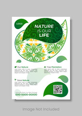 Nature Flyer Design with Abstract Leaf Shapes