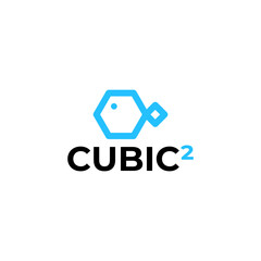 Cubic Fish Aquarium Logo Modern Clean Simple