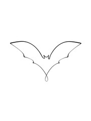 A Bat is drawn in line art. Printable art.
