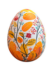 Fototapeta premium Colorful Easter egg with floral design, multicoloured Easter bunny egg without shadow png image, Easter egg hunt
