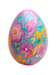 Fototapeta premium Brightly painted Easter egg adorned with floral designs for spring festivities, multicoloured Easter bunny egg without shadow png image, Easter egg hunt