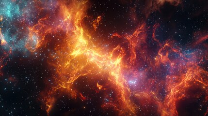 A futuristic energy surge distorts a nebula into an endless cascade of glowing filaments