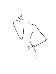 A nude woman is drawn in one line art style. Romantic expression. Printable art.	
