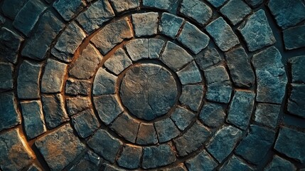 Background of old cobblestone pavement texture