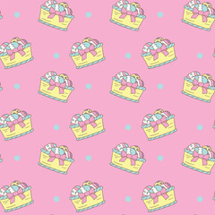 Elegant pastel Easter basket decorated with a pink bow and filled with colorful patterned eggs perfect for festive and spring themed graphics-Vector illustration