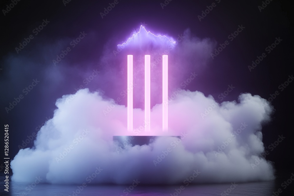 Aufkleber modern abstract concept with columns and purple lightning effect