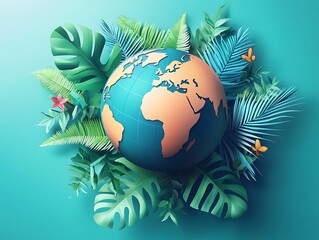 World environment and Earth Day concept with globe, nature, and eco-friendly environment. AI generated.