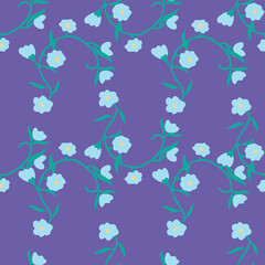 Vector Seamless pattern with wild baby blue flowers. Blue Bells Repeat Pattern