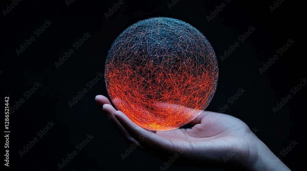 Aufkleber digital sphere of connections representing data and technology