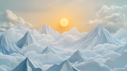 Majestic Paper Mountains in Soft Tones