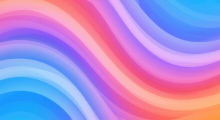 Fototapeta premium Colorful wavy background, vibrant gradient, fluid curves, pastel colors, abstract design, soft transitions, rainbow hues, psychedelic pattern, smooth ripples, undulating lines, digital art, seamless t