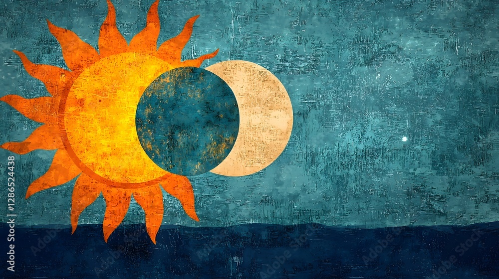 Aufkleber digital depicting the merging of the sun and moon symbolizing the balance and understanding in bipol