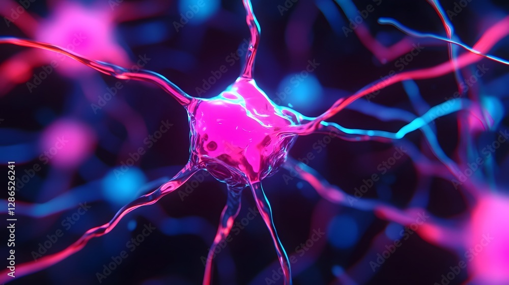 Aufkleber glowing neural connections visualizing digital interactions and technology