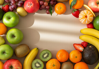 Fresh Fruits in a Sunny Layout with Empty Space for Text