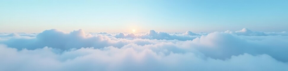 Fototapeta premium Gentle morning mist and cloud formations on a clear blue sky, sky, mist