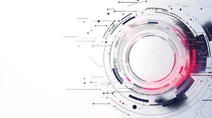 Abstract Geometric Digital Art with Lines and Circles, Abstract digital art with geometric shapes and lines on a white background