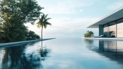 Fototapeta premium Luxury Infinity Pool Overlooking the Ocean