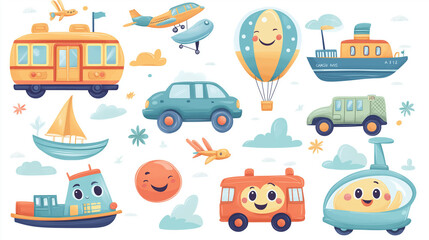 transportation icons set