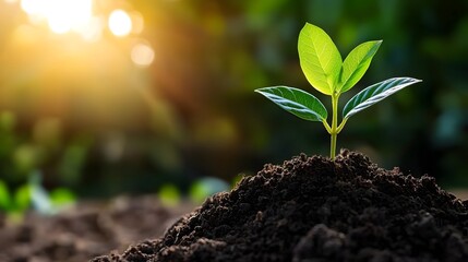 Fototapeta premium Organic financial success represented by a natural bar chart amidst a lush verdant environment filled with glowing sunlight filtering through the foliage symbolizing growth sustainability