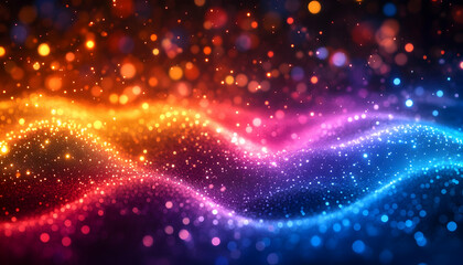 Obraz premium Abstract Background - Colorful Wavy Glitter Bokeh Lights