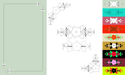 Ornamental frame and floral patterns for stationery