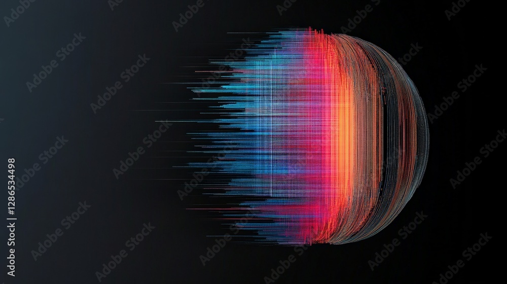 Aufkleber abstract visualization of sound waves in vibrant color spectrum