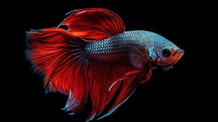 Fototapeta premium Stunning Red Blue Betta Fish Aquatic Life Macro Photography