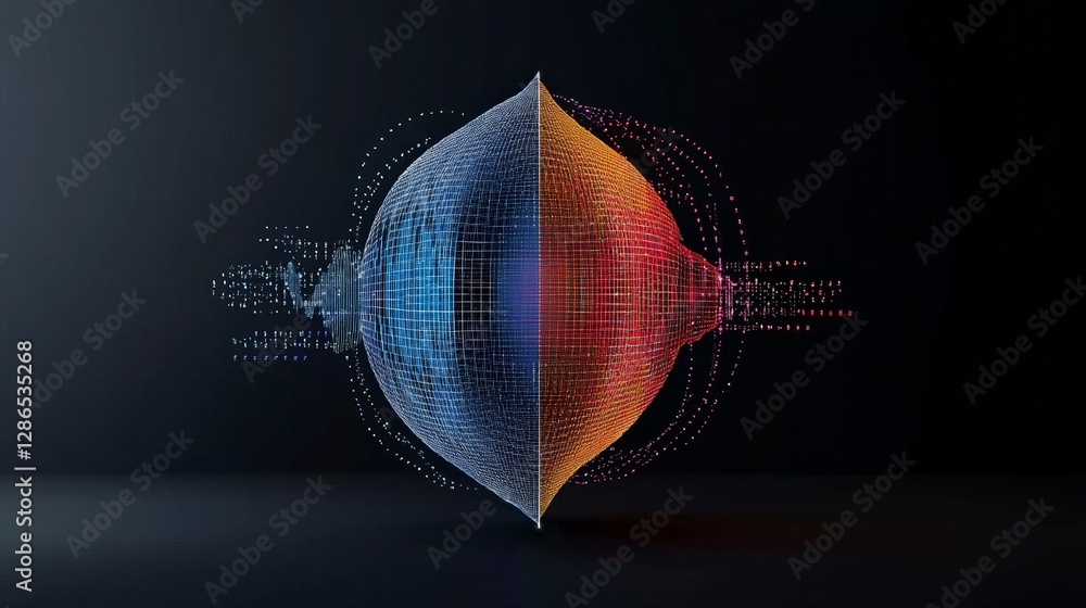 Poster abstract 3d sphere with colorful wave patterns and light effects