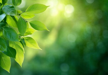 Obraz premium Fresh Green Leaves with Water Droplets