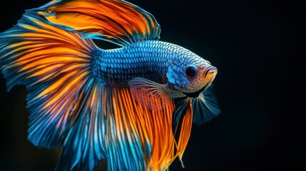 Fototapeta premium Stunning Betta Fish Vibrant Colors Aquarium Macro