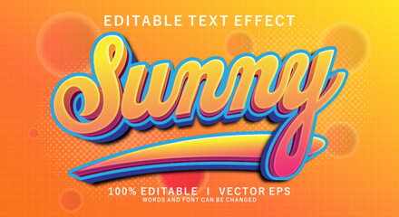 sunny 3d vector text effect with modern style design