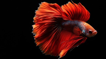 Fototapeta premium Stunning Red Betta Fish Aquatic Life Macro Photography