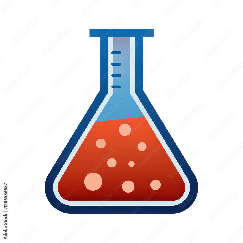Poster colorful scientific flask with red liquid and bubbles in a laboratory setting