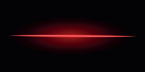 Laser lines of light. Horizontal red neon light.Vector illustration